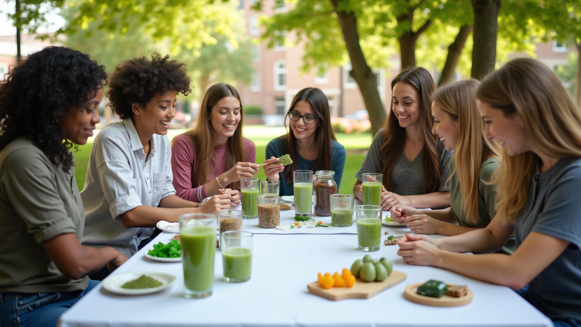 Campus ambassador event with students at Wolffia demonstration table